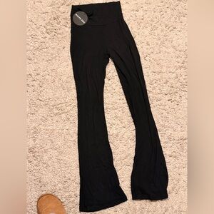 White Fox Black Flare Leggings